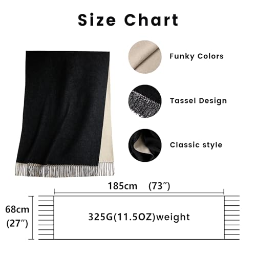 maamgic Womens Scarf Large Pashmina Shawls and Wraps Light Blanket Scarf for Evening Dress Warm Daily Travel Office - color: Black and Grey