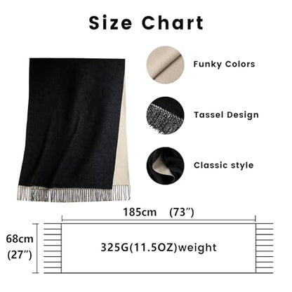 maamgic Womens Scarf Large Pashmina Shawls and Wraps Light Blanket Scarf for Evening Dress Warm Daily Travel Office - color: Black and Grey