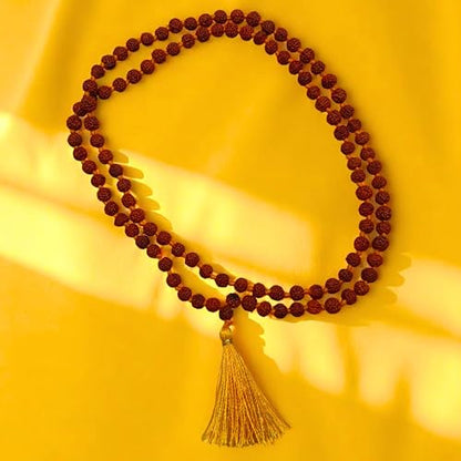 Rudraksha Mala 5mm Beads, Natural Rudraksha Bead Necklace for Men & Women, Spiritual Jewelry for Daily Wear, Yoga & Meditation, Hindu Sacred Beads for Protection & Energy