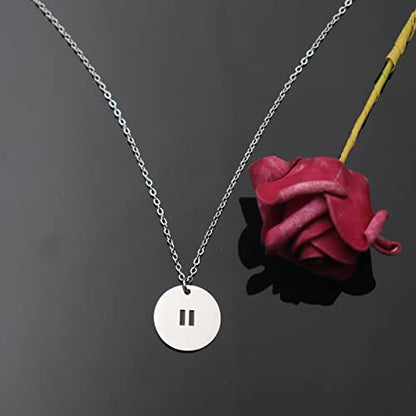 Pause Symbol Necklace for Women Meditaiton Gift Yoga Lovers Jewelry Mental Health Gift Zen Necklace - color: Pause Symbol Necklace Silver