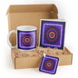 3dRose Meditation Gift Set with Mug, Keychain, and Mindfulness Card – Glowing Energy Mandala Design for Yoga Practitioners and Wellness Enthusiasts