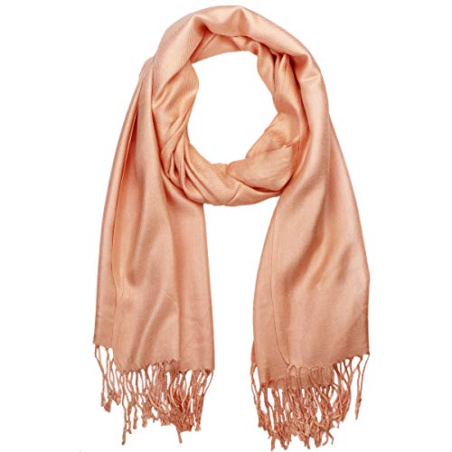 Falari Women's Soft Solid Color Pashmina Shawl Wrap Scarf, for Wedding, Bridesmaid Gifts, Evening Dress - color: Peach