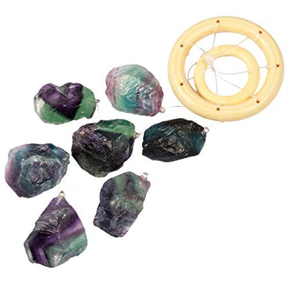 Nupuyai Wind Chimes - Unique Raw Stones Wind Chimes for Indoor Outdoor, Healing Stone Windchime Hanging Ornament for Home Garden, 17.7-21.7'', Fluorite