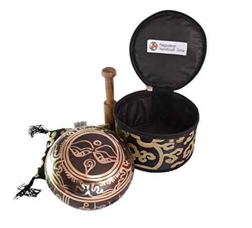Color Singing Bowl Set with free stick and cushion by Nepalese Handicraft Zone (Black) - color: Black