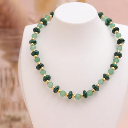 Gold Beaded Gemstone Bracelets for Women, Boho Handmade Stackable Natural Stone Labradorite Beads Bracelet Prom Jewelry Gift. - color: Green