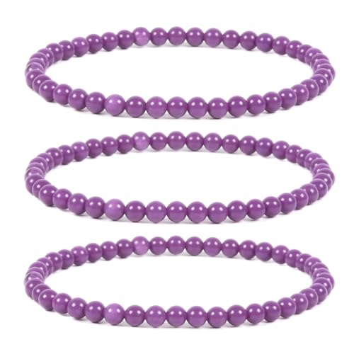 Justinstones Gem Semi Precious Gemstone 3pcs 4mm Round Beads Stretch Bracelet 6.5 Inch Unisex - color: Phosphosiderite