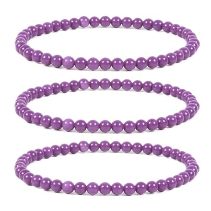 Justinstones Gem Semi Precious Gemstone 3pcs 4mm Round Beads Stretch Bracelet 6.5 Inch Unisex - color: Phosphosiderite