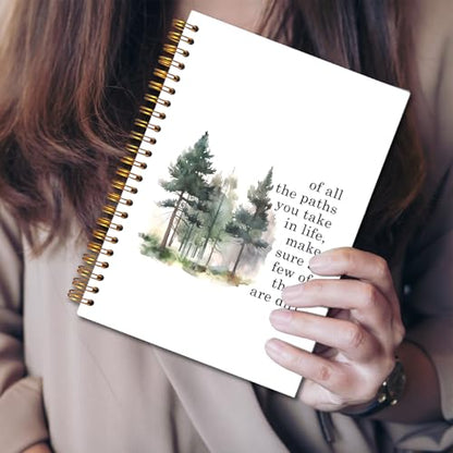 JINYO Adventure Camping Notebook, Inspirational Travel Hiking Notebooks for Note Taking, Camping Lover Gifts Journals for Writing, Hiking Gifts Journal Journaling, Spiral Notebook 5.5x8.3 Inch - color: white Camping Notebook
