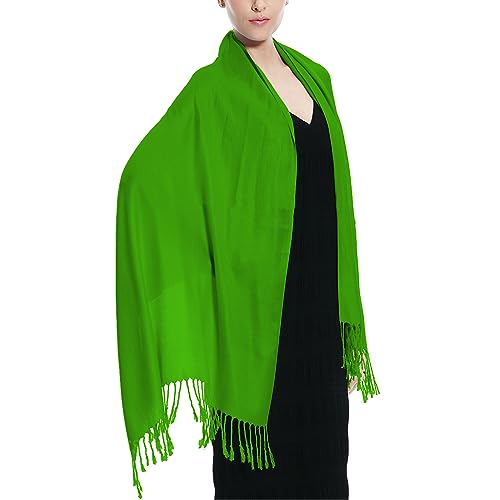 Glory Max Women Large Soft Silky Pashmina Shawl Wrap Scarf in Plain Solid Colors - color: Kelly Green