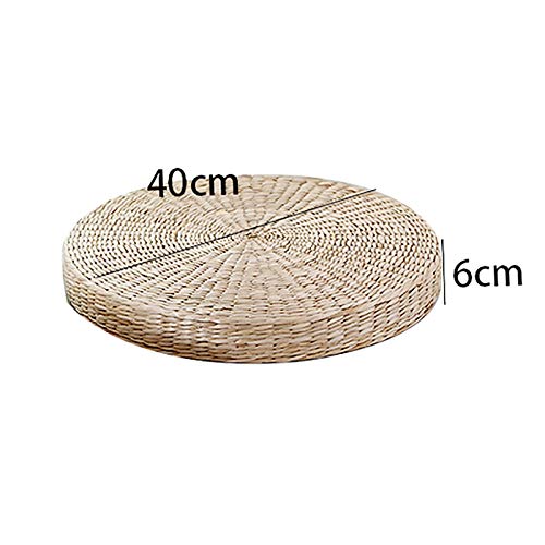 Emivery Woven Straw Cushion Tatami Floor Sitting Pillow Round Woven Yoga Mat for Home Dining Room Outdoor Garden Decor 15.7 inches