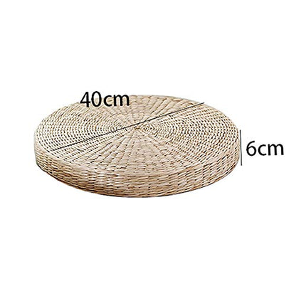 Emivery Woven Straw Cushion Tatami Floor Sitting Pillow Round Woven Yoga Mat for Home Dining Room Outdoor Garden Decor 15.7 inches