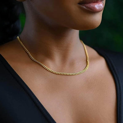 ChainsHouse Stainless Steel Mens Cuban Link Chain, Black/ 18K Gold Plated Miami Cuban Chain Necklace, 5mm/7mm/9mm/12mm/14mm Width, No Tarnish& Durable Hip Hop Mens Jewelry, 18"-30", Send Gift Box - color: e. 5mm width-gold, size: 18 inches