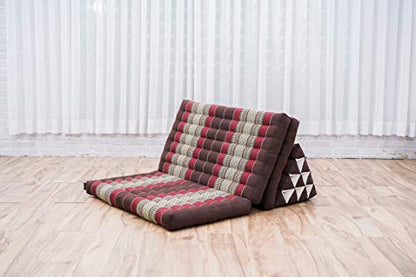 Leewadee 3-Fold Mat XXL with Triangle Cushion – Firm TV Pillow, Foldable Mattress with Cushion Made of Kapok, 67 x 31 inches, Brown Red - color: Sf19 - Red, Brown, size: 3 seating segments XL