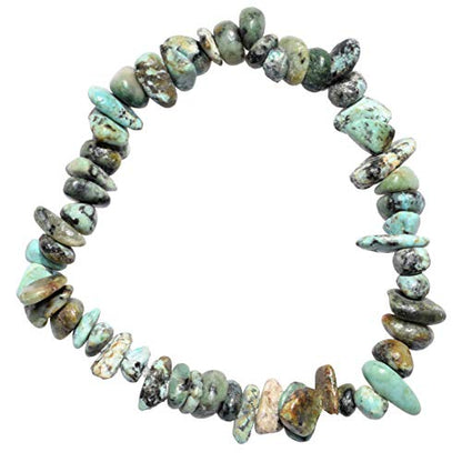 Zenergy Gems Charged Premium Natural Crystal Chip Bead Bracelet + Moroccan Selenite Charging Crystal [Included] - color: African Turquoise