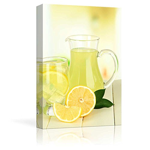 wall26 - Canvas Prints Wall Art - Delicious Lemonade on Table on Light Background | Modern Wall Decor/Home Decoration Stretched Gallery Canvas Wrap Giclee Print. Ready to Hang - 12" x 18" - color: Lemonade on Table, size: 18"L x 12"W