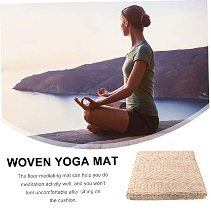 PRETYZOOM Yoga Meditating Mat Home Meditating Cushion Seating Ground Mat Straw Woven Seat Floor Pad Decorative Cushion