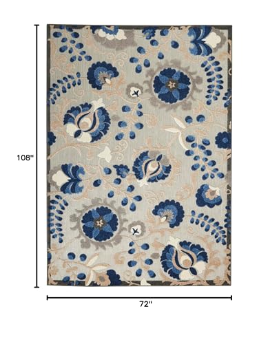 Nourison Home Aloha Natural Blue 6' x 9' Area Rug - Easy Clean, Non Shedding, Bed Room, Living Room, Dining Room, Kitchen (6' x 9') - color: Natural Blue, size: 6' x 9' (Rectangular)