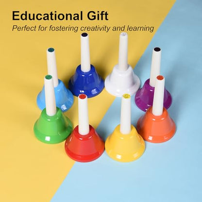 8 Note Hand Bells for Kids Adults, Colorful Merry Handbells Set Musical Instruments