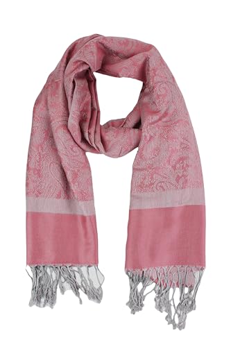 PASKMLNA Paisley Jacquard Pashmina Shawl Wrap Scarf Stole - color: Pink Grey