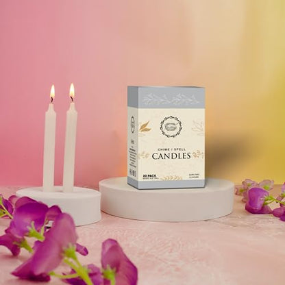 Raajsee Unscented Mini Taper Candles Pack of 20, White | 5 Inches (H) Dinner Candle Sticks| Smokeless, and Dripless| Paraffin Wax with Cotton Wicks | Long Burning Time - color: White, size: 5 Inch - Pack of 20