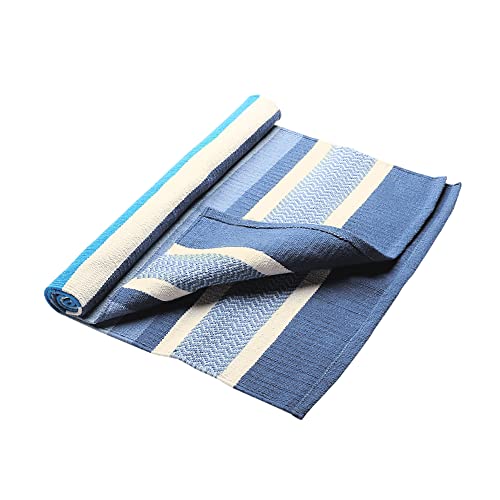 Hugger Mugger Cotton Yoga Rug - Absorbent, Grippy Tight Weave, Ashtanga and Hot Yoga Rug, Helps with Slippery Hands and Feet