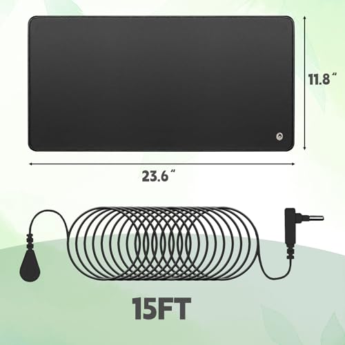 Grounding Mat, 11.8 * 23.6 Conductive Grounding Mat for Bed, Grounding Pad for Better Sleep, Reduce Anxiety, Feet and Back Pain, Inflammation, Headache Relief