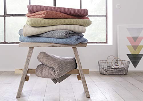 Ibena Cotton Pure Mini Stripe Throw, Orange