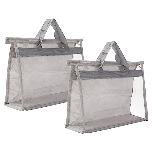 PATIKIL Handbag Dust Bags, 2 Pack Clear Purse Storage Organizer S Size PVC Dustproof Handbag Cover Transparent Purse Protector, Light Gray - color: Light Gray, size: S