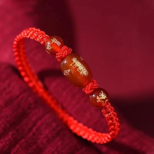 2026 Chinese New Year of Horse Bracelets for Women Men, 12 Chinese Zodiac Bracelet Good Luck Red String Animal Horse Charm Braided Bangle Adjustable Jewelry Gift - color: 3 Cylinder+3 Circle