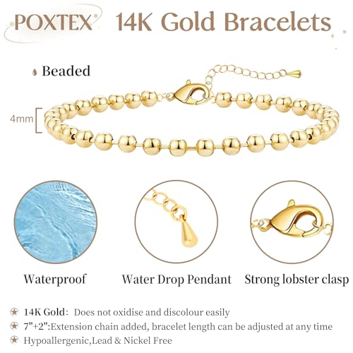 3mm Diamond Classic Tennis Bracelet for Women Dainty, Gold Jesus Cross Bracelets Trendy, 14K Gold Plated Heart/Evil Eye/Pearl/Starfish & Seashell Charm Bracelets for Women Bulk - style: Beaded-Gold