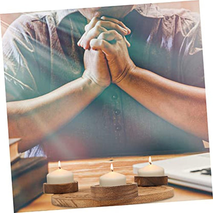 Wooden Candle Holder for Altar Table Decor Divination Rituals Modern Altar Plate Set