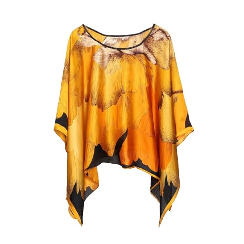 Women's Satin Cover Up Short Poncho Tops Sheer Chiffon Boho Pashmina Shawl Beach Soft Shawl - color: Style22