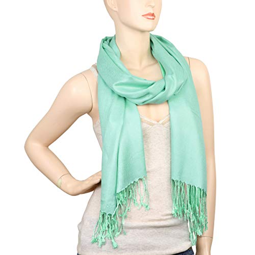 Falari Women's Soft Solid Color Pashmina Shawl Wrap Scarf, for Wedding, Bridesmaid Gifts, Evening Dress - color: Mint