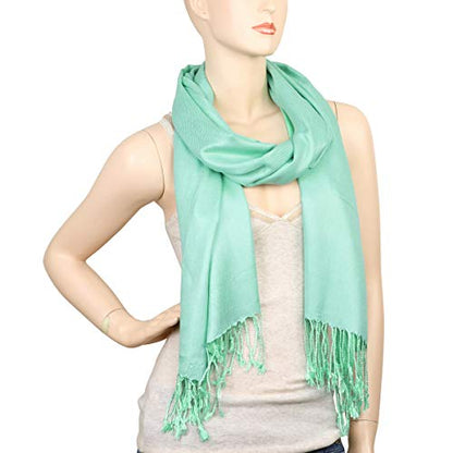 Falari Women's Soft Solid Color Pashmina Shawl Wrap Scarf, for Wedding, Bridesmaid Gifts, Evening Dress - color: Mint