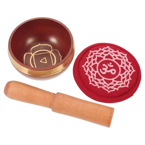 Veemoon Nepal Handcrafted Rainbow Singing Bowl Set with Cushion and Mallet, Tibetan Sound Bowl for Yoga Meditation and Sound Therapy, Decorative Red Meditation Instrument