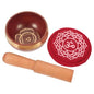 Veemoon Nepal Handcrafted Rainbow Singing Bowl Set with Cushion and Mallet, Tibetan Sound Bowl for Yoga Meditation and Sound Therapy, Decorative Red Meditation Instrument