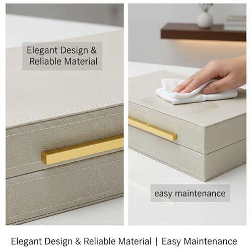 Decorative Box, 9.8 * 6.3 * 3.1inch Faux Leather Decorative Storage Boxes with Lids, for Modern Home Decor, Jewelry Organizer Home..