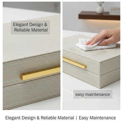 Decorative Box, 9.8 * 6.3 * 3.1inch Faux Leather Decorative Storage Boxes with Lids, for Modern Home Decor, Jewelry Organizer Home..