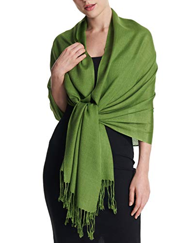 EURKEA Women's Scarf Pashmina Silky Soft Shawls Wraps Stole for Evening, Wedding and Gift - color: Grass