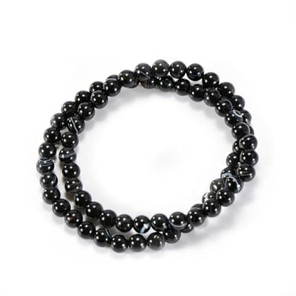 14in Agate Wrap Bracelet for Women Men Natural Round Beaded Agates Stone Healing Stretch Bracelets Elastic Handmade Polished Gemstone Beads Bracelet - color: Black White Agate, size: 6mm Beads