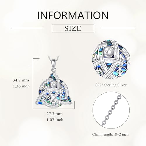 Witch Knot/Trinity/Triple Moon Necklace S925 Sterling Silver Protection Jewelry Gifts for Women - style: nudo de bruja