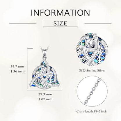Witch Knot/Trinity/Triple Moon Necklace S925 Sterling Silver Protection Jewelry Gifts for Women - style: nudo de bruja