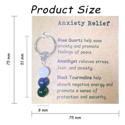 Natural Crystals Keychain, New Beginnings Gifts for Women, Birthday Gift for Women, Keychain for Relieving Anxiety - color: Anxiety Relief