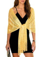 Sumolux Shawls Wraps for Evening Dresses Metallic Glitter Shawls Scarf for Women Sparkling Wedding with Free Buckle - color: Yellow