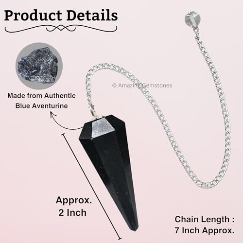 Amazing Gemstone Blue Aventurine Crystal Pendulum for Divination - Certified Dowsing Crystals and Healing Stones for Chakra Balancing and Meditation - Enhance Reiki Spiritual Growth - color: Blue Aventurine