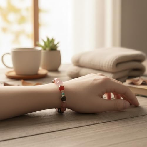 Natural Gemstone Bead Bracelet Round Stone Stretch Bracelet Crystal Beaded Bracelet for Women and Men