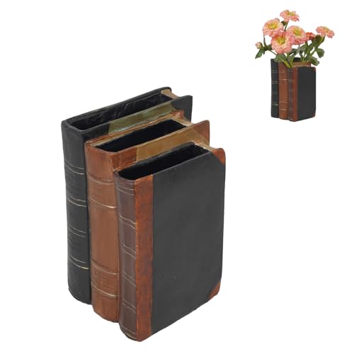 Guichifun Book Shaped Vase for Flowers - Resin Decorative Vase Classical Fake Books for Bookshelf Bedroom Office Home Décor Gifts for Book Lovers 5.5 * 4.5 * 7.5 Inch - color: Classical-vase