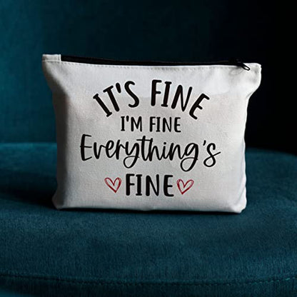 Inspirational Gifts for Women, Positive Inspirational Quotes Makeup Bag - Uplifting Encouragement Gifts for Women, Girls, Teens, Daughter, BFF, Best Friend - It's Fine I'm Fine Everything's Fine - color: multi595