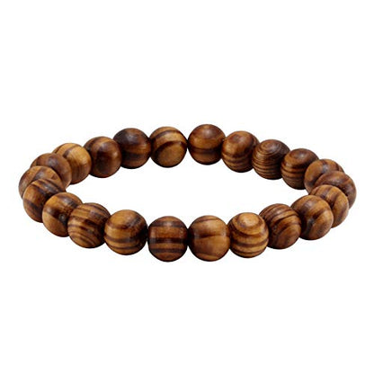 5 Pcs Wood Beaded Bracelet for Men Tibetan Buddhist Meditation Mala Prayer Beads Bracelet Elastic - color: B-10MM