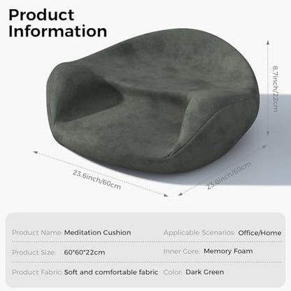 Meditation Cushion & Pillow Seat - No More Numb Legs Comfortable Memory Foam Sitting for Adult, idea for Reading, Yoga.